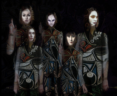 Цифровое искусство под названием "Les femmes guerrièr…" - Dodi Ballada, Подлинное произведение искусства