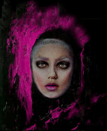 Digital Arts titled "Fuchsia woman portr…" by Dodi Ballada, Original Artwork, Digital Painting