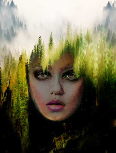 Digital Arts titled "A Walk in the Forest" by Dodi Ballada, Original Artwork, Digital Painting