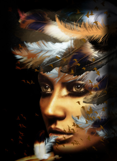 Arts numériques intitulée "Light as a feather…" par Dodi Ballada, Œuvre d'art originale, Peinture numérique