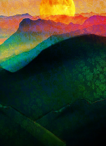 Digital Arts με τίτλο "Sunset landscape" από Dodi Ballada, Αυθεντικά έργα τέχνης, Κολάζ