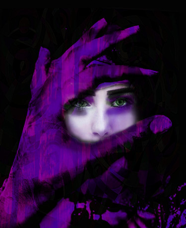 Digital Arts titled "Violet look at me" by Dodi Ballada, Original Artwork, Digital Painting