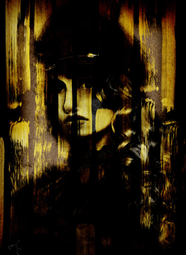 Digital Arts titled "Gold abstraction" by Dodi Ballada, Original Artwork, Digital Painting
