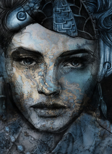 Digital Arts titled "I feel blue" by Dodi Ballada, Original Artwork, Digital Painting