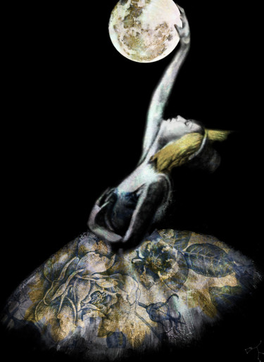 Digitale Kunst mit dem Titel "moon catcher" von Dodi Ballada, Original-Kunstwerk, Digitale Malerei