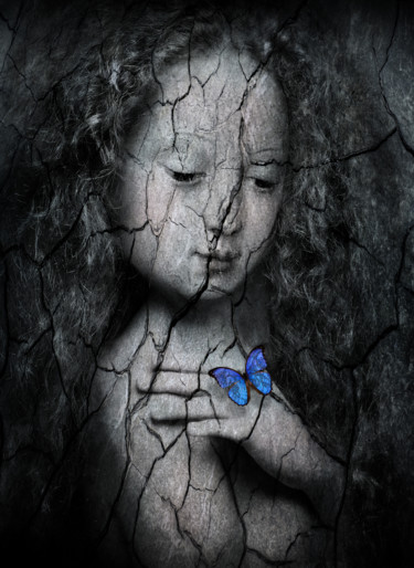 Цифровое искусство под названием "papillon bleu" - Dodi Ballada, Подлинное произведение искусства, Цифровая живопись