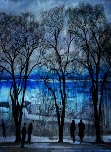 Digitale Kunst mit dem Titel "les arbres en hiver" von Dodi Ballada, Original-Kunstwerk, Digitale Malerei