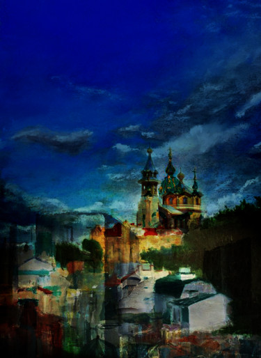 Digital Arts titled "le village en fête" by Dodi Ballada, Original Artwork, Digital Painting