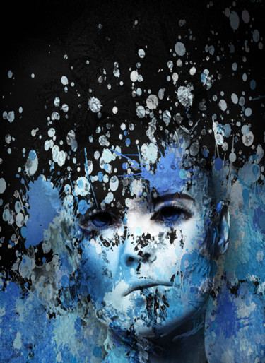 Digital Arts titled "abstract blues" by Dodi Ballada, Original Artwork, Digital Painting