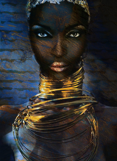 Digitale Kunst mit dem Titel "Maasai gold" von Dodi Ballada, Original-Kunstwerk, Digitale Malerei