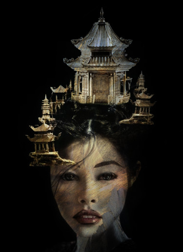 Digital Arts titled "pagoda" by Dodi Ballada, Original Artwork, Digital Painting
