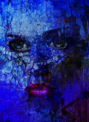 Arts numériques intitulée "abstract vivid bleu…" par Dodi Ballada, Œuvre d'art originale, Peinture numérique
