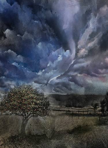 Digital Arts titled "soir d'orage" by Dodi Ballada, Original Artwork, Digital Painting