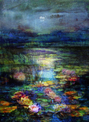 Digital Arts titled "water lilies" by Dodi Ballada, Original Artwork, Digital Painting