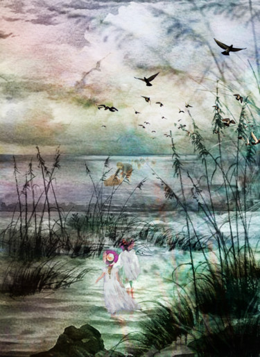 Arts numériques intitulée "la pêche à la creve…" par Dodi Ballada, Œuvre d'art originale, Peinture numérique