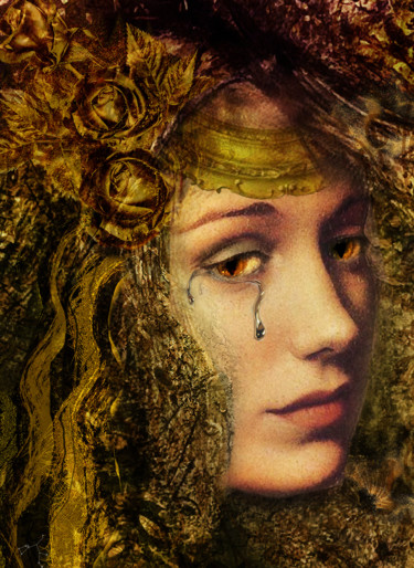 Digital Arts titled "larmes dorées" by Dodi Ballada, Original Artwork, Digital Painting