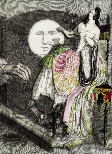 Arte digitale intitolato "la souris sur la lu…" da Dodi Ballada, Opera d'arte originale, Pittura digitale
