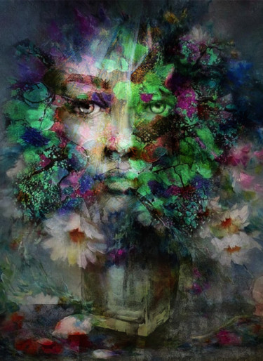 Digital Arts titled "bouquet de femme" by Dodi Ballada, Original Artwork, Digital Painting