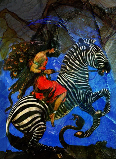 Digital Arts titled "tame the zebra" by Dodi Ballada, Original Artwork, Digital Painting