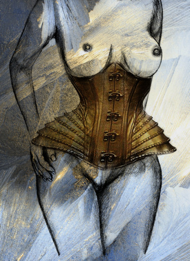 Arte digital titulada "la fille corsetée" por Dodi Ballada, Obra de arte original, Pintura Digital