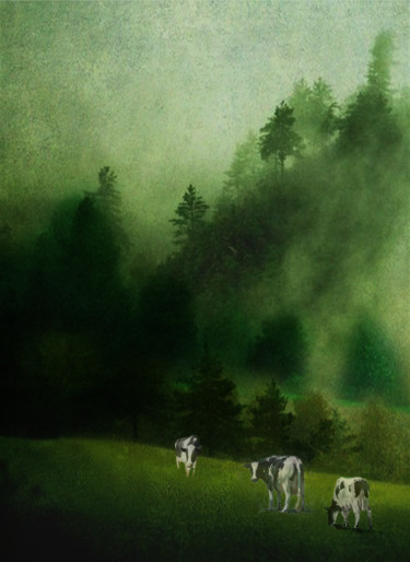 Arts numériques intitulée "vache de vie!" par Dodi Ballada, Œuvre d'art originale, Peinture numérique