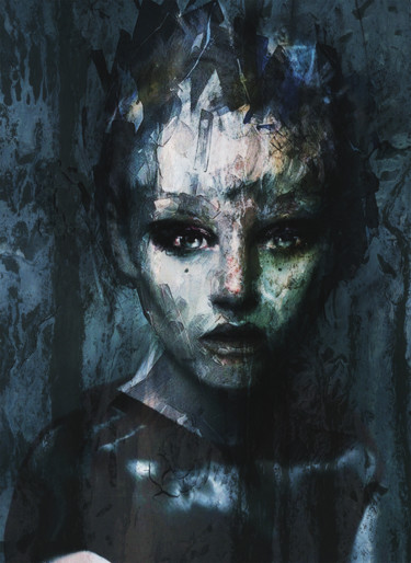 Digital Arts titled "blue ombre" by Dodi Ballada, Original Artwork, Digital Painting