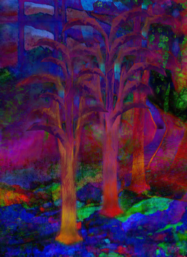 Digital Arts titled "ma forêt enchantée" by Dodi Ballada, Original Artwork, Digital Painting