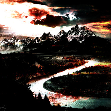 Digital Arts titled "sky river" by Dodi Ballada, Original Artwork, Digital Painting