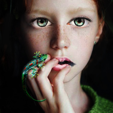 Digital Arts titled "the gecko" by Dodi Ballada, Original Artwork, Photo Montage