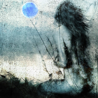 Цифровое искусство под названием "blue moon" - Dodi Ballada, Подлинное произведение искусства, Цифровая живопись