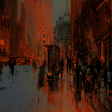 Peinture intitulée "la rue" par Dodi Ballada, Œuvre d'art originale, Acrylique