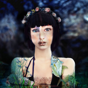 Digitale Kunst mit dem Titel "blue lagoon" von Dodi Ballada, Original-Kunstwerk, Digitale Malerei