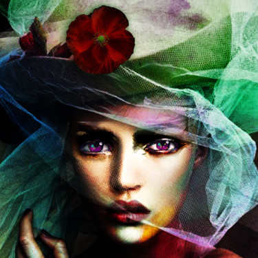 Digital Arts titled "La femme au chapeau…" by Dodi Ballada, Original Artwork, Digital Painting