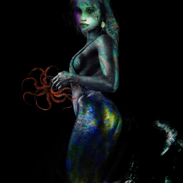 Digitale Kunst mit dem Titel "mermaid memory" von Dodi Ballada, Original-Kunstwerk, Digitale Malerei