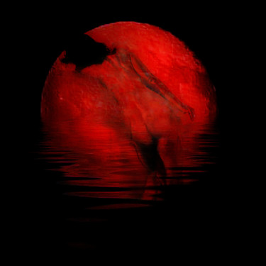 Digitale Kunst getiteld "red sun" door Dodi Ballada, Origineel Kunstwerk, Digitaal Schilderwerk