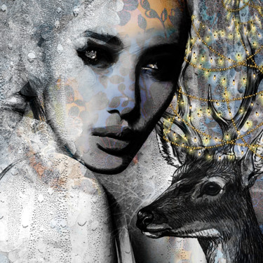 Digitale Kunst mit dem Titel "Deer are running aw…" von Dodi Ballada, Original-Kunstwerk, Digitale Malerei