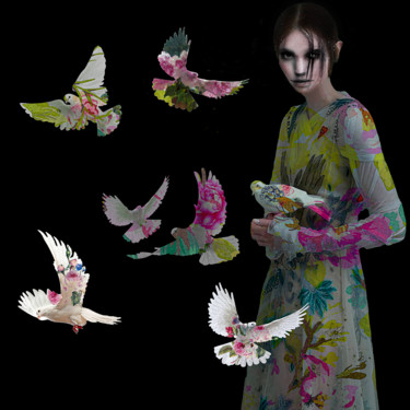 Photographie intitulée "Lacher de colombes" par Dodi Ballada, Œuvre d'art originale, Light Painting