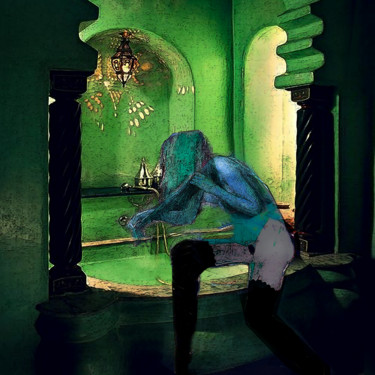 Grafika cyfrowa / sztuka generowana cyfrowo zatytułowany „The green bathroom” autorstwa Dodi Ballada, Oryginalna praca, 2D p…