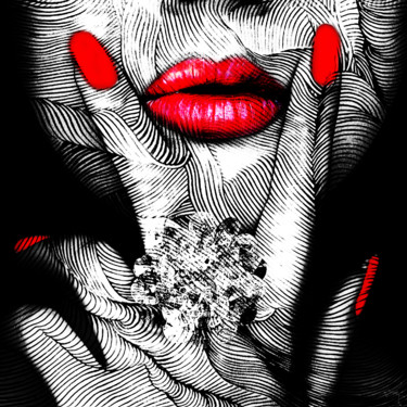 Grafika cyfrowa / sztuka generowana cyfrowo zatytułowany „Red lipstick” autorstwa Dodi Ballada, Oryginalna praca, 2D praca c…