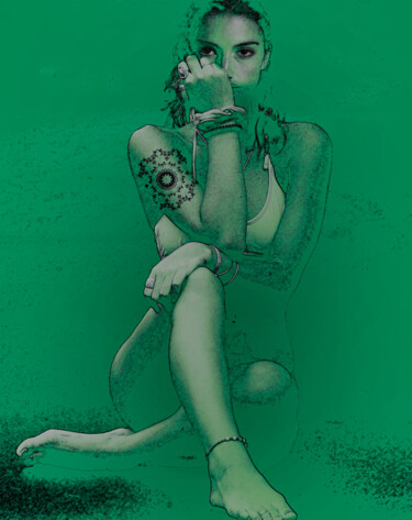 Digital Arts titled "Today I feel green" by Dodi Ballada, Original Artwork, 2D Digital Work
