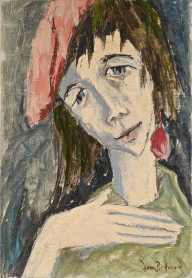 Peinture intitulée "La fille au béret r…" par Dominique Bertrand, Œuvre d'art originale, Huile