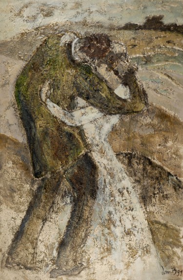 Painting titled "Couple enlacé.jpg" by Dominique Bertrand, Original Artwork, Oil