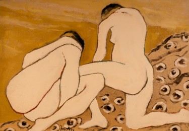 Painting titled "Nus" by Dominique Bertrand, Original Artwork, Oil
