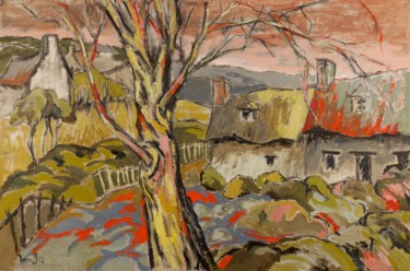 Painting titled "Clos de Fougères en…" by Dominique Bertrand, Original Artwork, Oil