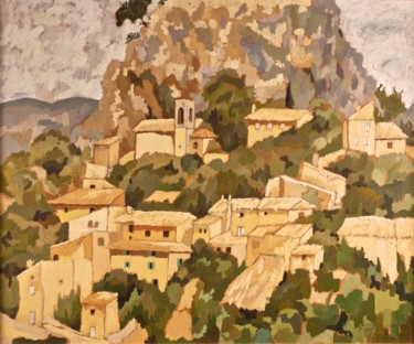 Painting titled "Village du Vaucluse…" by Dominique Bertrand, Original Artwork, Oil