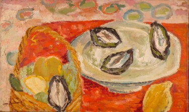 Ζωγραφική με τίτλο "Huîtres et fruits" από Dominique Bertrand, Αυθεντικά έργα τέχνης, Λάδι