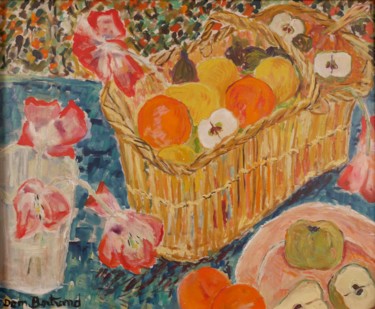 Painting titled "Panier aux oranges…" by Dominique Bertrand, Original Artwork, Oil