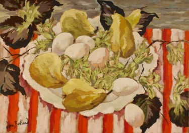 Peinture intitulée "Les poires et les o…" par Dominique Bertrand, Œuvre d'art originale, Huile
