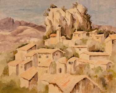Painting titled "La Roque Alric au m…" by Dominique Bertrand, Original Artwork, Oil