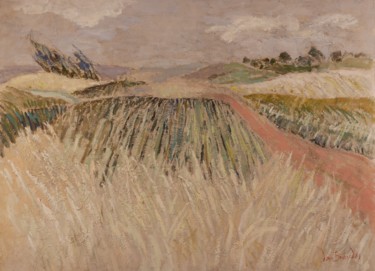 Peinture intitulée "Champ de blé" par Dominique Bertrand, Œuvre d'art originale, Huile